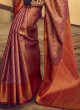 Pink Silk Designer Saree With Weaving Work In Ogee Pattern
