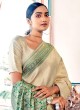 Stunning Beige Kanjivaram Silk Contemporary Saree