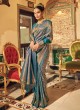 Teal Blue Silk Saree With Weaving Work