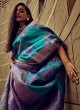 Teal Blue Weaving Border Work Silk Saree