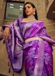 Purple Designer Weaving Embroidered Silk Saree