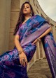 Blue Festive Saree With Weaving Floral Motifs Work