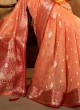 Orange Color Tissue Fabric Classic Saree