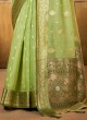Green Tissue Saree With Weaving Work