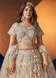 Cream Net Lehenga Suit With Sequins Embroidery