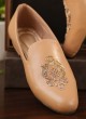 Light Brown Jutti For Men In Leather With Embroidery
