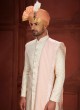 Cream Silk Embroidered Sherwani For Wedding