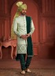 Pista Green Embroidered Groom Sherwani Set In Silk