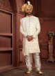 Off White Embroidered Sherwani Set With Dupatta