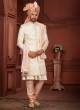 Royal Cream Embroidered Sherwani Set For Groom