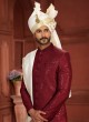 Timeless Charm Silk Maroon Sequins Embroidered Sherwani