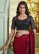 Festive Wear Embroidered Red and Black Georgette Saree