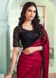 Festive Wear Embroidered Red and Black Georgette Saree