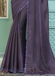 Dusty Lavender Georgette Saree With Embroidered Border