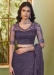 Dusty Lavender Georgette Saree With Embroidered Border