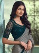 Grey Festive Saree In Georgette With Sequins Work