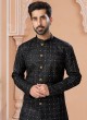 Black Indowestern Set In Silk With Sequins Embroidery
