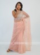 Peach Color Organza Sarees.