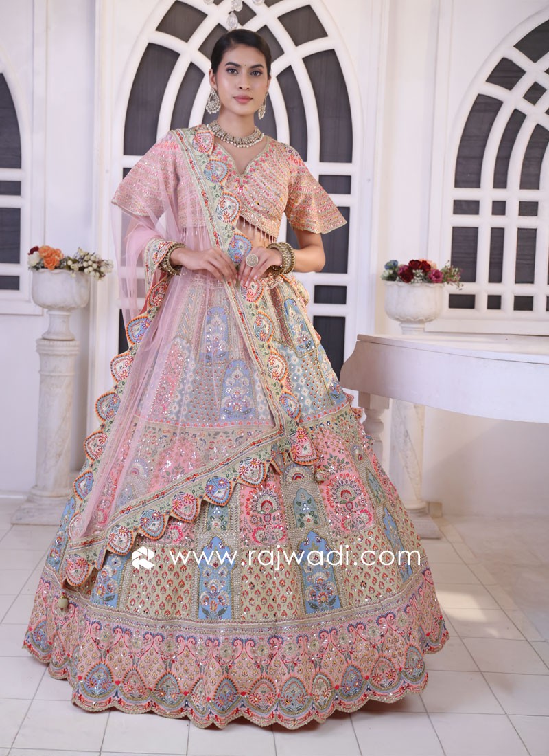 Multicolored Silk Lehenga Choli With Pita Work