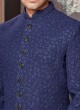 Reception Wear Ethnic Indowestern In Blue Color