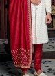 Designer Groom Wear Sherwani In Off White Color