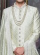 Art Silk Wedding Sherwani In Light Pista Color