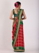 Designer Red and Green Gharchola Saree