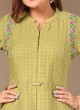 Checks Print Fancy Kurti In Light Green