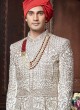 Anarkali Style Art Silk Wedding Sherwani For Groom