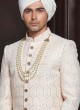 Lucknowi Work Sherwani In Peach Color