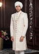 Lucknowi Work Sherwani In Peach Color