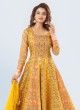 Yellow Silk Trendy Anarkali Suit
