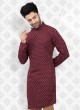 Printed Maroon And Golden Kurta Pajama