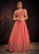 Designer Sequins Embroidered Coral Gown