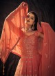 Designer Sequins Embroidered Coral Gown