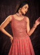 Designer Sequins Embroidered Coral Gown