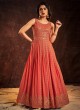 Attractive Orange Sequins Embroidered Wedding Gown