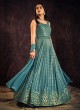 Georgette Sky Blue Gown With Sequins Embroidered Work