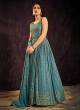 Georgette Sky Blue Gown With Sequins Embroidered Work