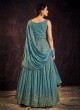 Georgette Sky Blue Gown With Sequins Embroidered Work