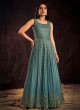 Georgette Sky Blue Gown With Sequins Embroidered Work