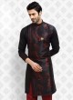 Printed Black And Red Color Kurta Pajama