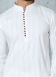 White Color Cotton Silk Kurta Pajama