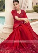 Satin Silk Red Saree