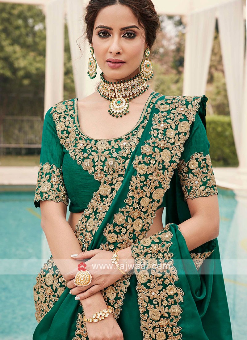 Matching Jewellery For Green Saree