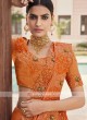 Art Silk Cutwork Saree In Orange