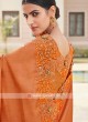 Art Silk Cutwork Saree In Orange