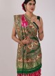 Stunning Rani and Green Traditional Gharchola Saree