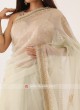 Light Pista Green Organza Saree