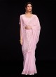 Pink Georgette Lucknowi Embroidered Designer Saree